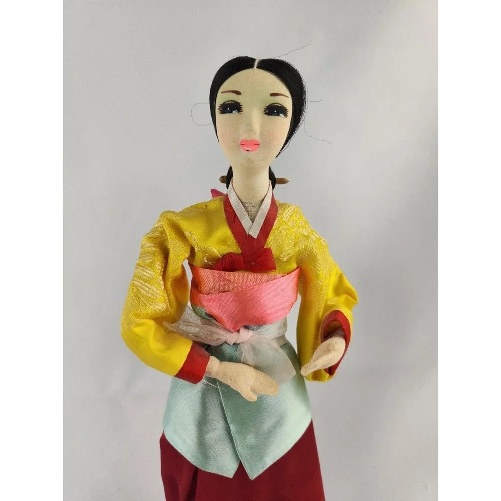 Vintage Handmade Korean Doll‎ w/ Baby Made In Seoul Korea Traditional Dress Wrap